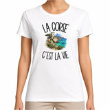 T-shirt Femme Blanc La Corse c'est la vie