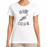 T-shirt Femme Blanc La flûte c'est la vie