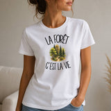 T-shirt Femme Blanc La forêt c'est la vie
