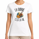 T-shirt Femme Blanc La guitare c'est la vie