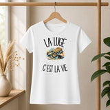 T-shirt Femme Blanc La luge c'est la vie