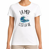 T-shirt Femme Blanc La mer c'est la vie
