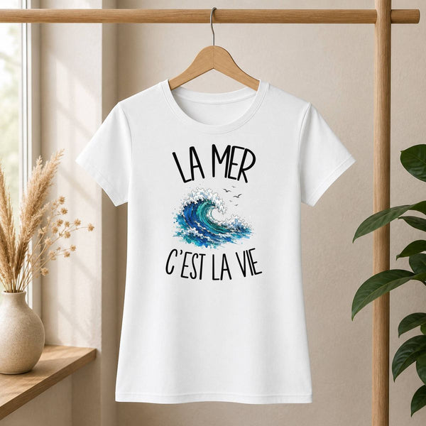 T-shirt Femme Blanc La mer c'est la vie