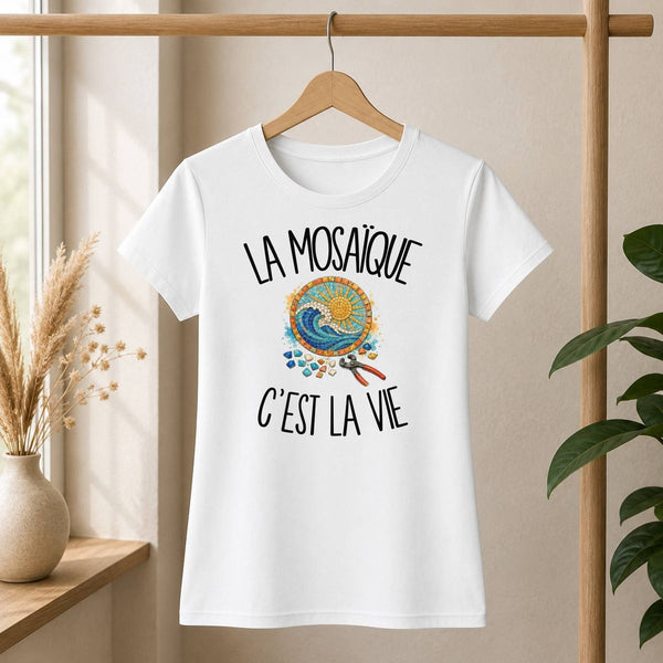 T-shirt Femme Blanc La mosaïque c'est la vie