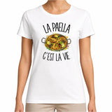 T-shirt Femme Blanc La paella c'est la vie