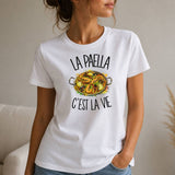 T-shirt Femme Blanc La paella c'est la vie