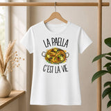 T-shirt Femme Blanc La paella c'est la vie