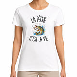 T-shirt Femme Blanc La pêche c'est la vie