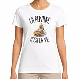 T-shirt Femme Blanc La peinture c'est la vie