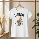 T-shirt Femme Blanc La peinture c'est la vie