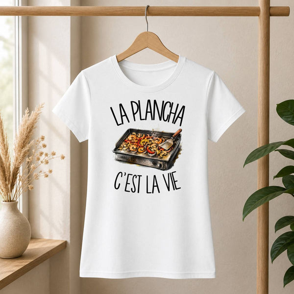 T-shirt Femme Blanc La plancha c'est la vie