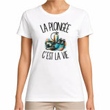 T-shirt Femme Blanc La plongée c'est la vie
