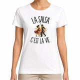 T-shirt Femme Blanc La salsa c'est la vie