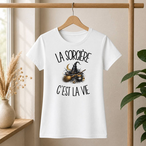 T-shirt Femme Blanc La sorcière c'est la vie