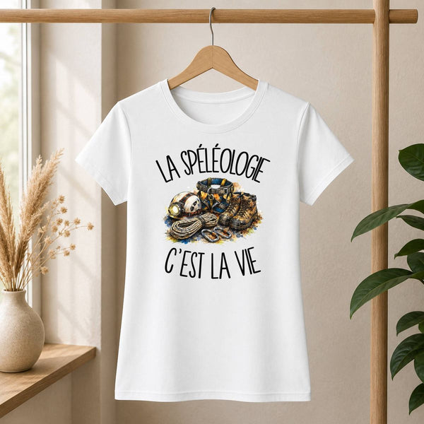 T-shirt Femme Blanc La spéléologie c'est la vie