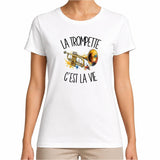 T-shirt Femme Blanc La trompette c'est la vie