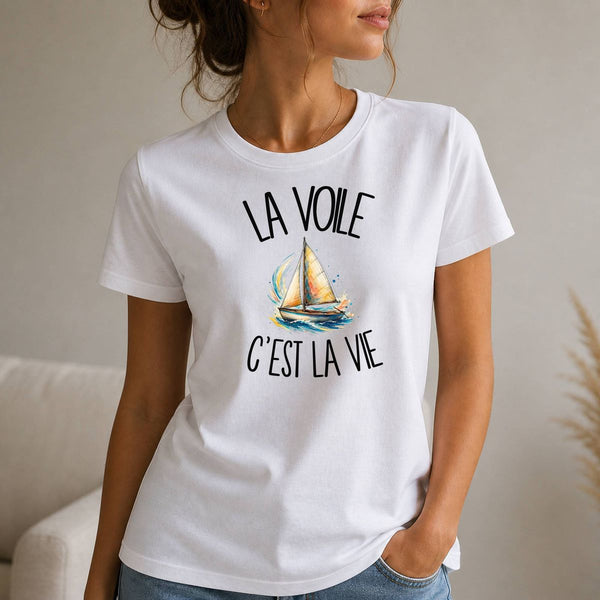 T-shirt Femme Blanc La voile c'est la vie