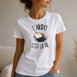 T-shirt Femme Blanc L'aïkido c'est la vie
