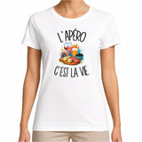 T-shirt Femme Blanc L'apéro c'est la vie