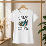 T-shirt Femme Blanc L'apnée c'est la vie