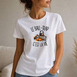 T-shirt Femme Blanc Le ball-trap c'est la vie