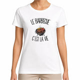 T-shirt Femme Blanc Le barbecue c'est la vie