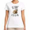 T-shirt Femme Blanc Le café c'est la vie