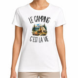T-shirt Femme Blanc Le camping c'est la vie