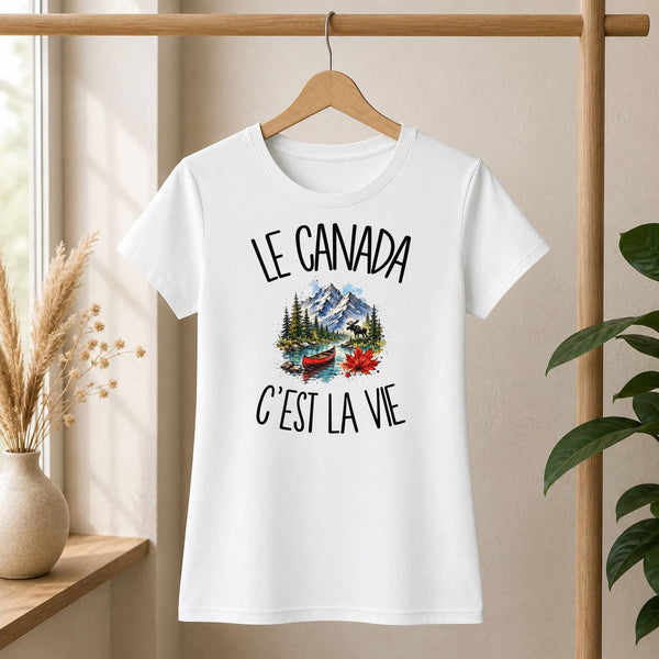 T-shirt Femme Blanc Le Canada c'est la vie