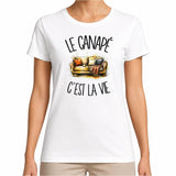 T-shirt Femme Blanc Le canapé c'est la vie