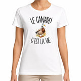 T-shirt Femme Blanc Le canard c'est la vie