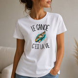 T-shirt Femme Blanc Le canoë c'est la vie