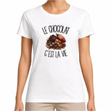 T-shirt Femme Blanc Le chocolat c'est la vie