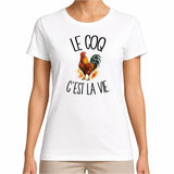 T-shirt Femme Blanc Le coq c'est la vie
