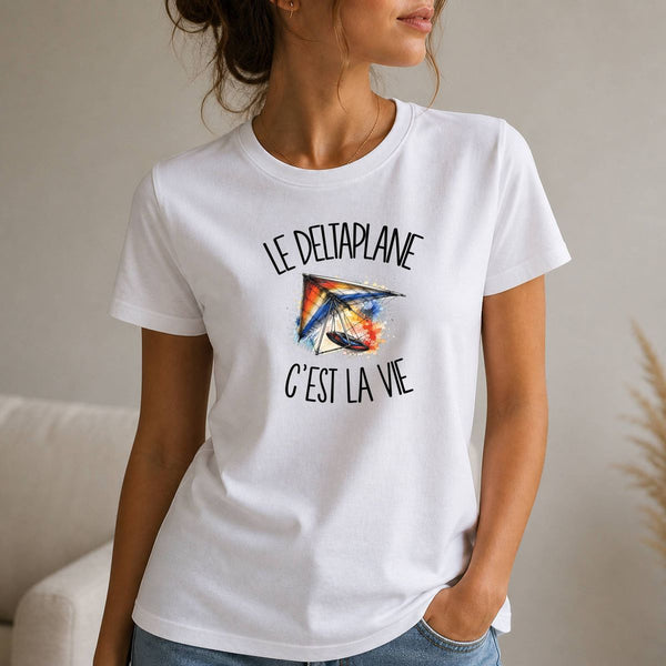 T-shirt Femme Blanc Le deltaplane c'est la vie