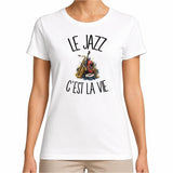 T-shirt Femme Blanc Le jazz c'est la vie