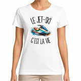 T-shirt Femme Blanc Le jet-ski c'est la vie