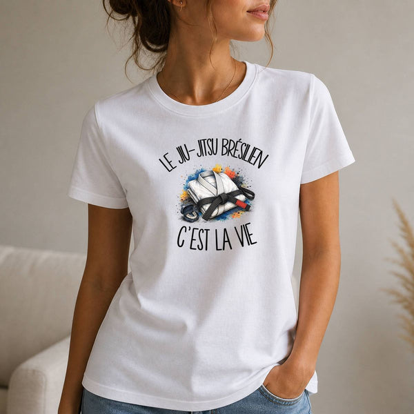 T-shirt Femme Blanc Le jiu-jitsu brésilien c'est la vie