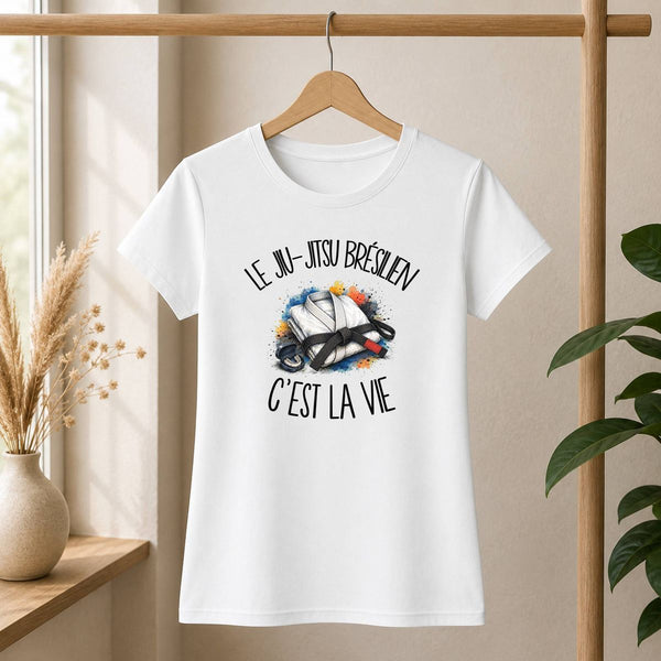 T-shirt Femme Blanc Le jiu-jitsu brésilien c'est la vie