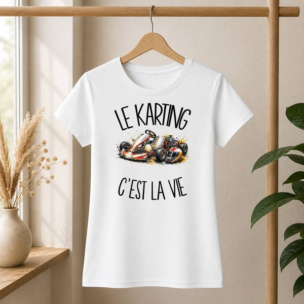 T-shirt Femme Blanc Le karting c'est la vie