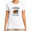 T-shirt Femme Blanc Le marathon c'est la vie