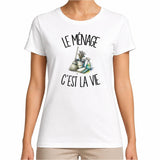 T-shirt Femme Blanc Le ménage c'est la vie