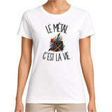 T-shirt Femme Blanc Le métal c'est la vie