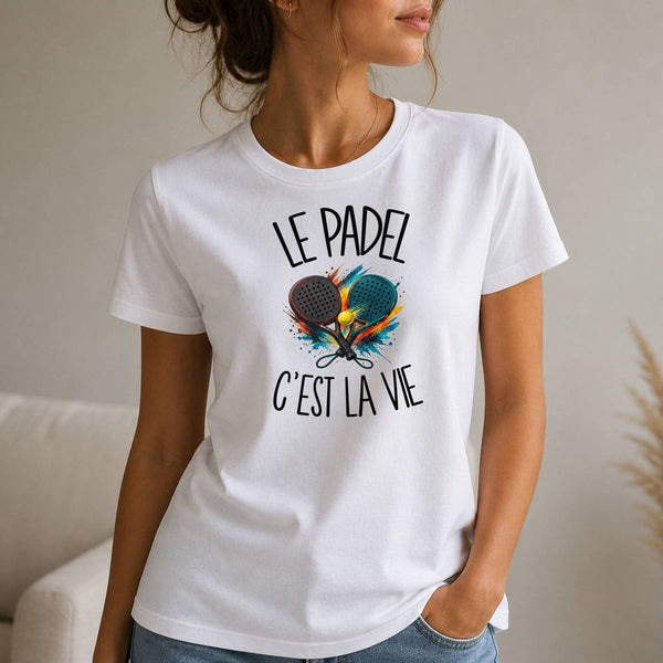 T-shirt Femme Blanc Le padel c'est la vie
