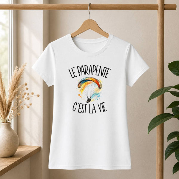 T-shirt Femme Blanc Le parapente c'est la vie