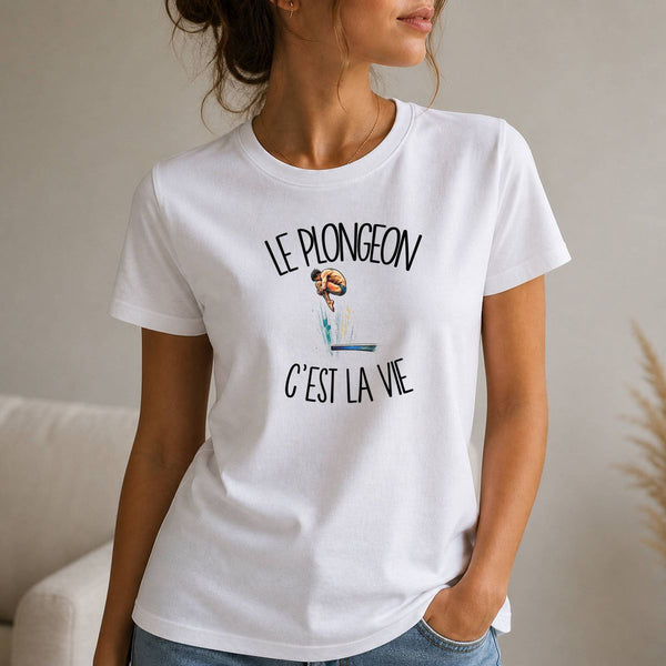 T-shirt Femme Blanc Le plongeon c'est la vie