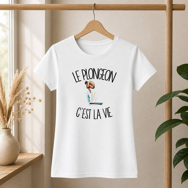 T-shirt Femme Blanc Le plongeon c'est la vie