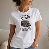 T-shirt Femme Blanc Le rap c'est la vie