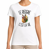 T-shirt Femme Blanc Le reggae c'est la vie