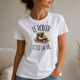 T-shirt Femme Blanc Le roller c'est la vie